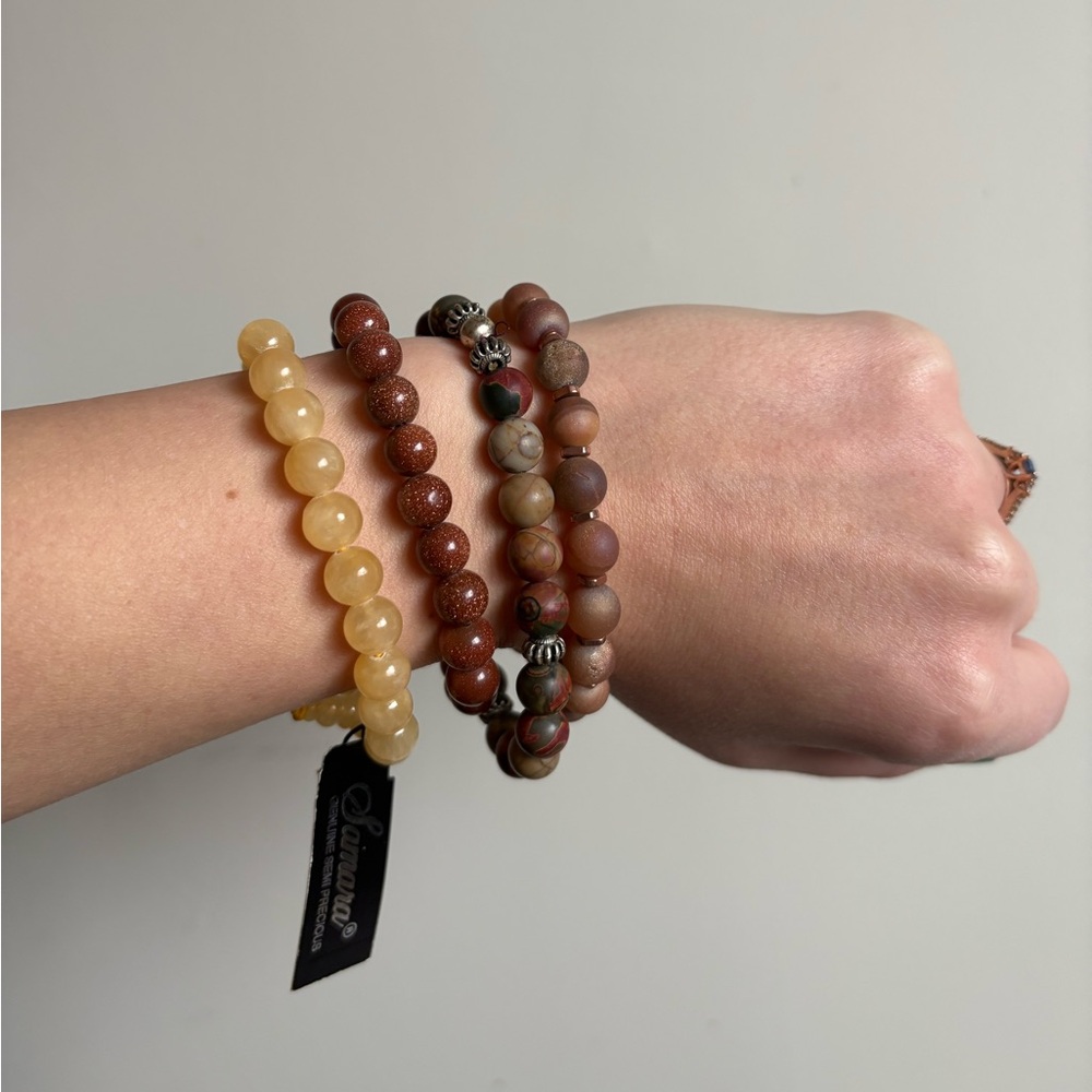 Set of 4 Earth Toned Boho Beaded Bracelets